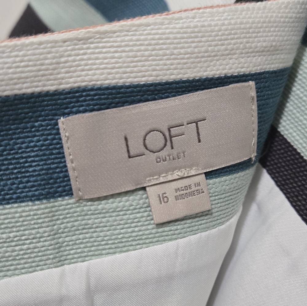 LOFT Striped Mini Skirt in Black, Pink, White and Teal Size 16 - Picture 5 of 10